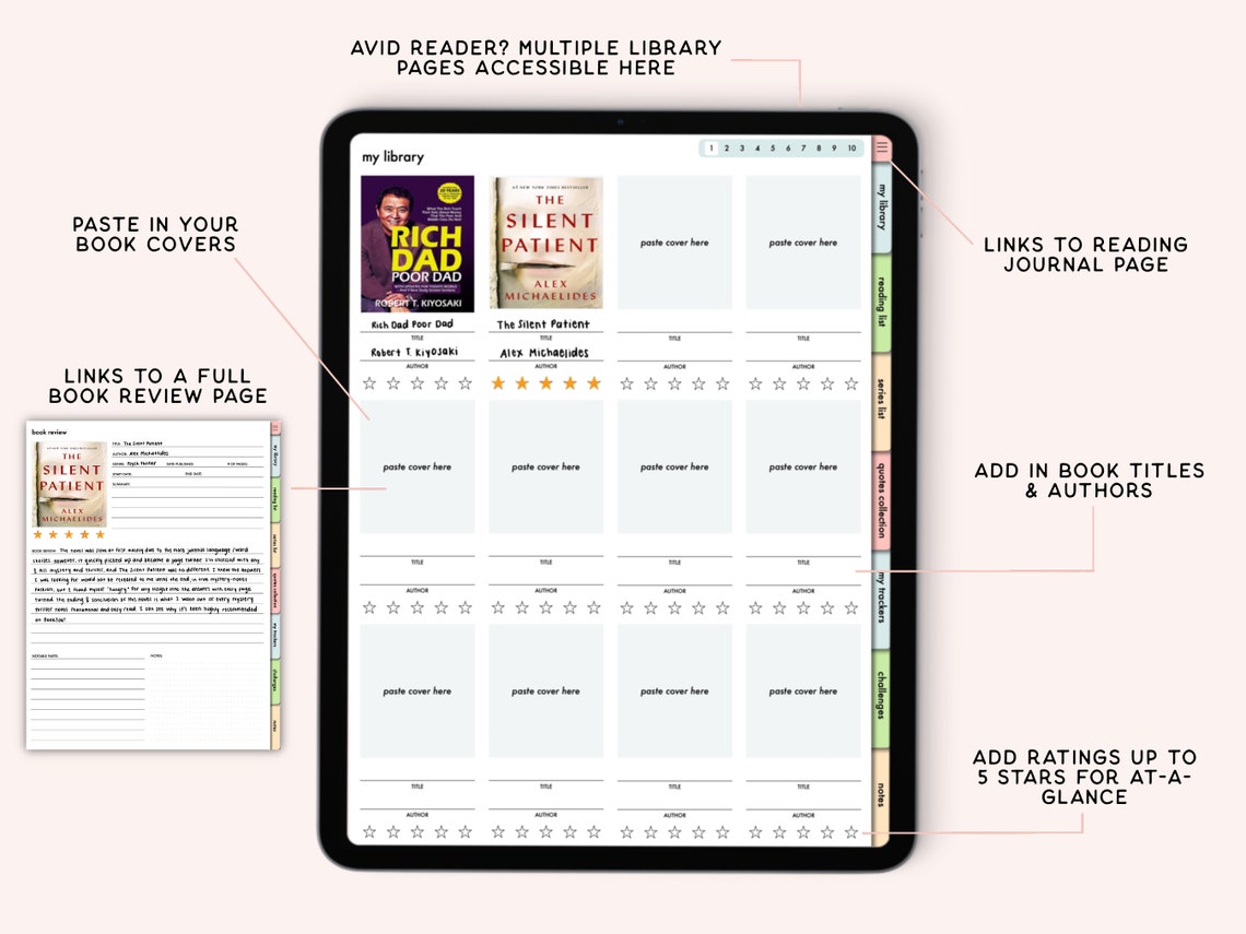Digital Reading Journal Digital Reading Planner Goodnotes - Etsy