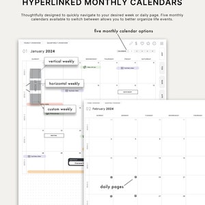 2024 Cyberry Light Mode Digital Planner Portrait, Apple Calendar & Reminders Integration image 3