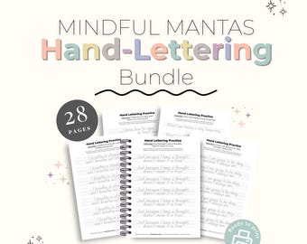 28 Hand Lettering Mantras for Anxiety Relief – Mindful Tracing Pages- Digital Download- Positive Distraction