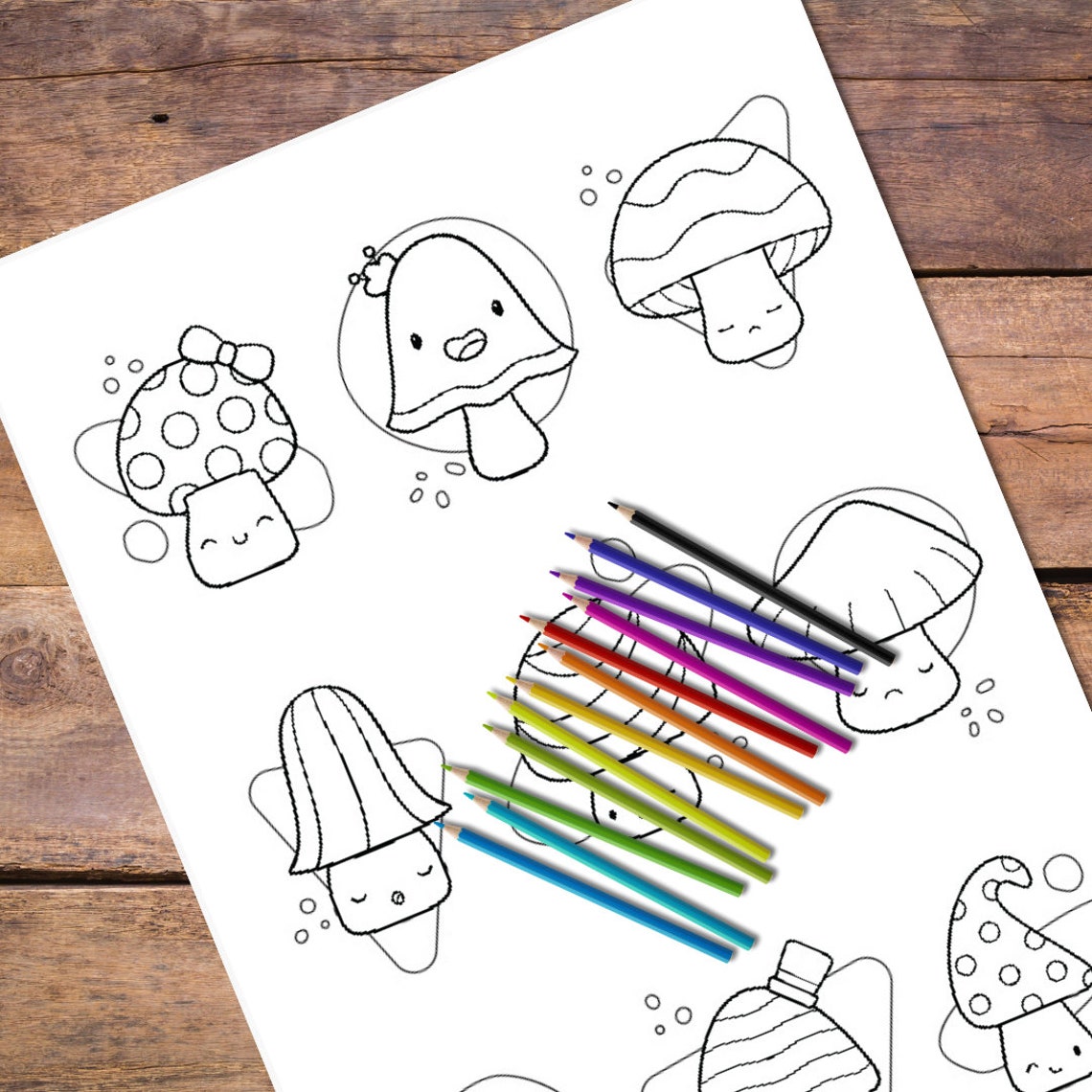 2x Cute Mushroom Coloring Pages I Adult Coloring I Digital Download I ...