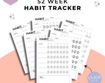 52-Week Habit Tracker Bullet Journal / Organized / A4 - A5 Sizes / Bonus Checklist  I Planner I Break Bad Habits I Bullet Journal
