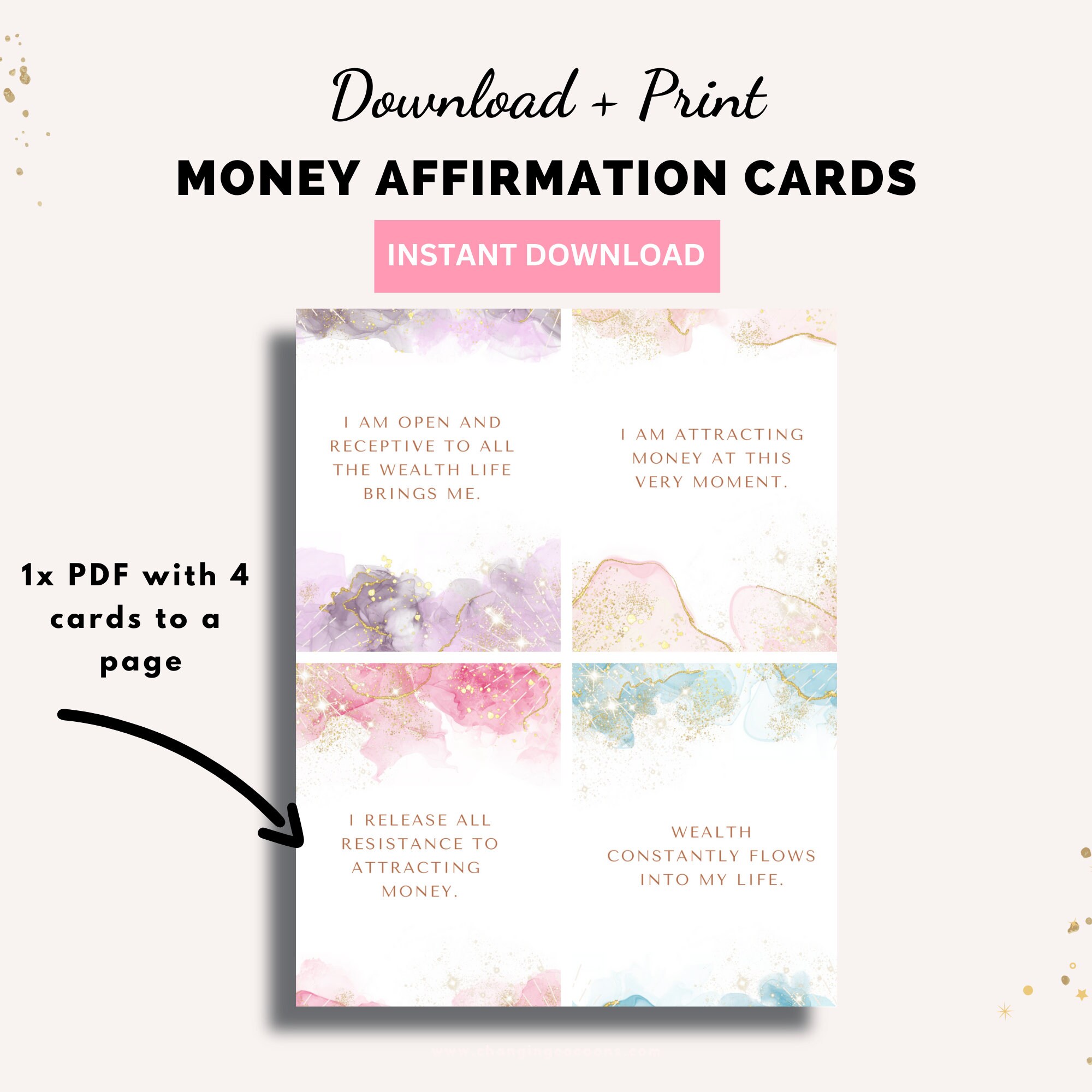 50 Money Affirmation Cards I Money Mindset I Instant Download Etsy