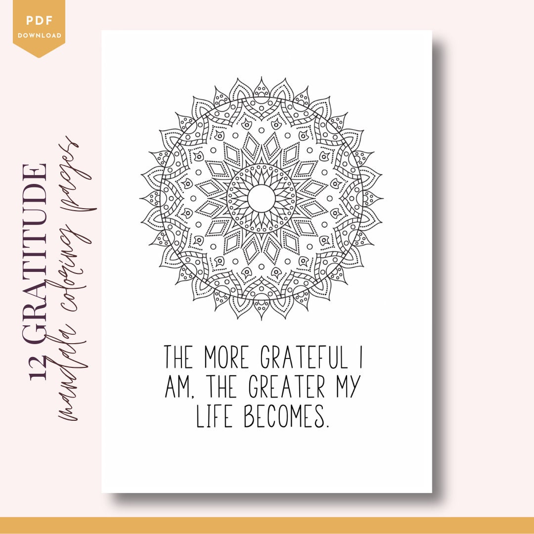 12 Gratitude Mandala Colouring Pages I Instant Download I - Etsy Australia