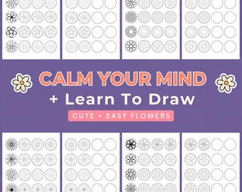 Learn to Draw Cute Flower Doodles | Mindful Tracing Pages for Anxiety Relief | Easy Flower Drawing Practice | Printable PDF