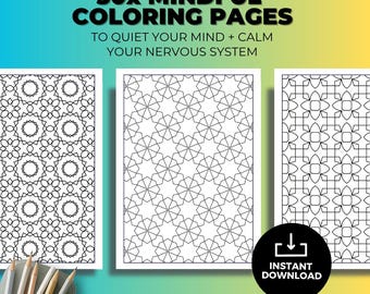 Abstract Coloring Pages: Mindfulness & Stress Relief (Digital Print PDF/PNG/JPEG Format) Mindfulness for anxiety, Mental Health + Wellbeing