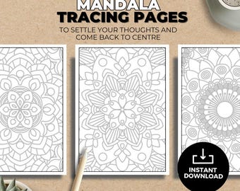 99 Mandala Tracing Pages: Calming Art Therapy (PDF, PNG, JPEG) Beat Boredom I Mindful Activity For Anxious Minds