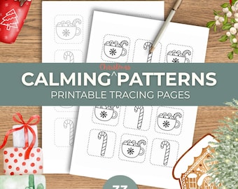 Christmas Tracing Pages - 33 Festive Designs (Digital Download) Calming Mindfulness Activity I Positive Distraction