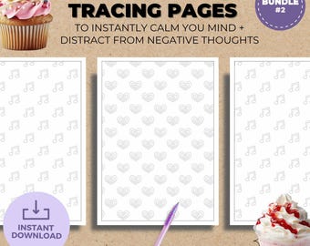 40 Cute Doodle Tracing Pages Bundle 2 | Learn To Draw | Mindful Tracing Printable | Calm Your Mind | Easy Drawing Practice | Anxiety Relief