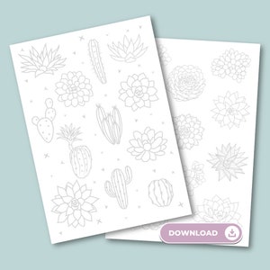 5 Succulent Tracing + Coloring Pages I Instant Download I Mindful Tracing I Adult TracingI Reduce Anxiety  I Learn To Draw Succulents