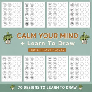 Leer schattige plantjes tekenen | Mindfulness-oefeningen | Angstverlichting | Eenvoudige tekenoefeningen | Printbare mindfulness