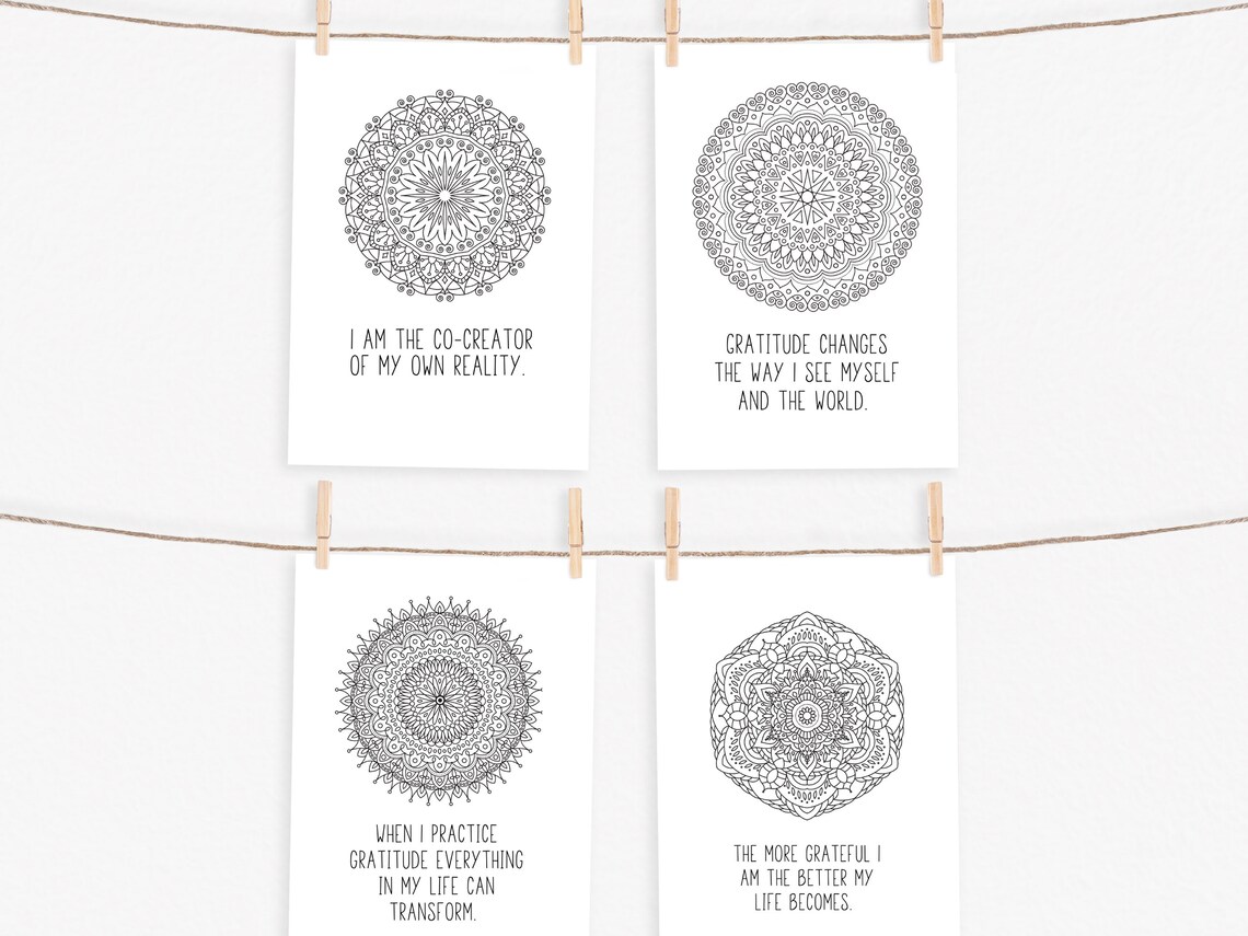 12 Gratitude Mandala Colouring Pages I Instant Download I - Etsy