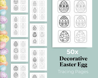 50 Cute, Cozy Easter Egg Tracing Pages for Relaxation | Mindful Tracing Printable | Stress Relief Activity | Kids  Adults & Tracing Sheets