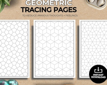 10x Geometric Tracing Pages I Quiet Busy Minds I Boredom Buster I Positive Distraction