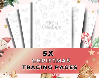 Christmas Tracing Coloring Pages, Mindful Holiday Art (PDF) Distraction Techniques I Fun