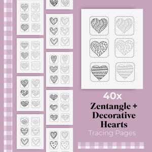 40 pages de dessin Zentangle et cœurs décoratifs à tracer | Calme pour la Saint-Valentin | Dessin et coloriage méditatifs | Soulagement de l'anxiété | S'aimer soi-même