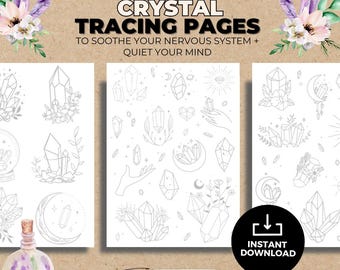 Crystal Tracing Pages: Mindful Relaxation, Anxiety Relief (Digital Download)