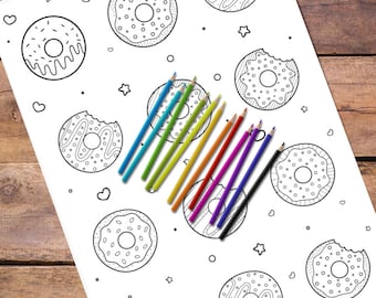 2x Cute Donut Colouring Pages I Digital print I PDF Download I Unwind and Color I Reduce Stress I Fun and Playful I Calming