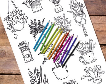 Botanical Coloring Pages: Mindful Plant Designs (PDF Download, A4) Calming Mindfulness Activity I Positive Distraction