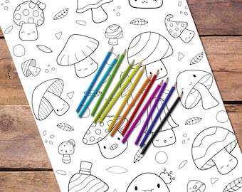 2x Cute Mushroom Coloring Pages I Adult Coloring I Digital Download I Self Soothing Fun I Perfect For Mindful Moments I Grounding