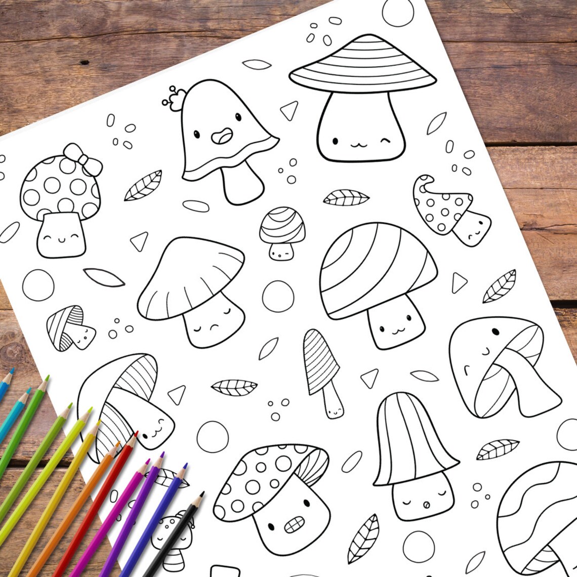 2x Cute Mushroom Coloring Pages I Adult Coloring Pages I Digital ...