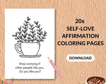 Self-Love Affirmation Coloring Pages | Relaxing, Anti-Stress (Digital Download)