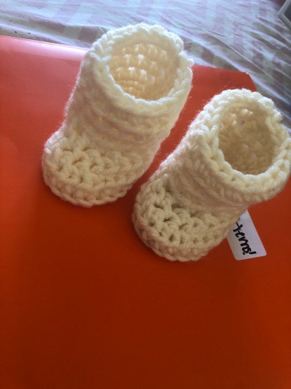 cream baby booties