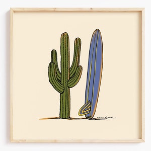 22′6″ Saguaro | Küsten Cowgirl Kunstdruck | Western Strand Dekor | Vintage-inspirierter traditioneller Tattoo-Stil