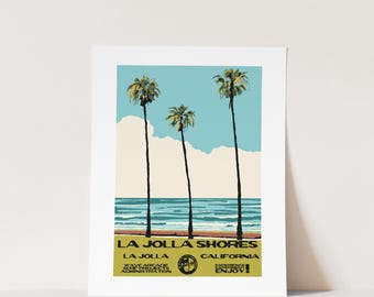 DIGITAL COPY: La Jolla Shores (La Jolla, CA)  Surf Poster (National Parks Style)