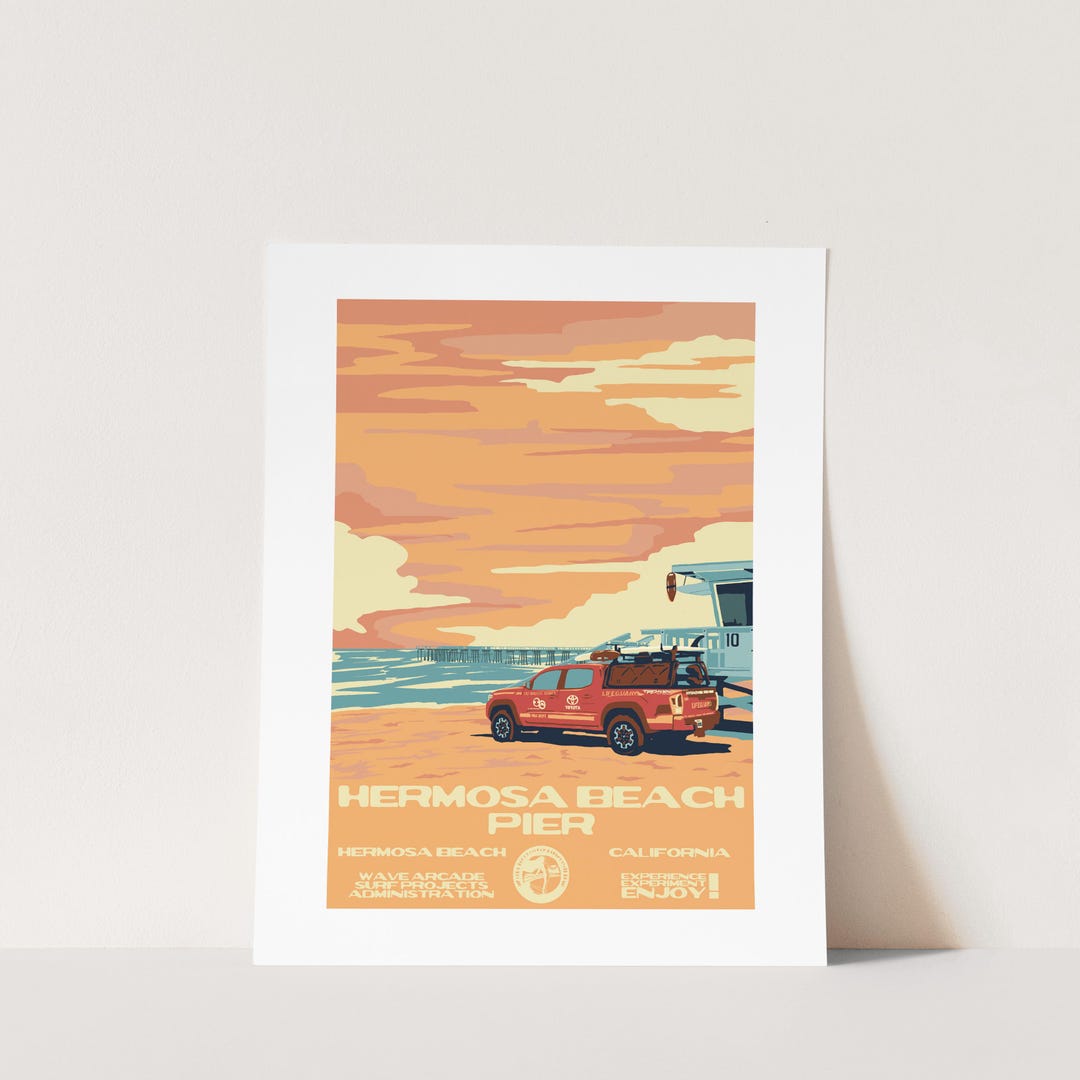 Hermosa Beach Pier Surf Poster: California Travel Art (digital Download ...