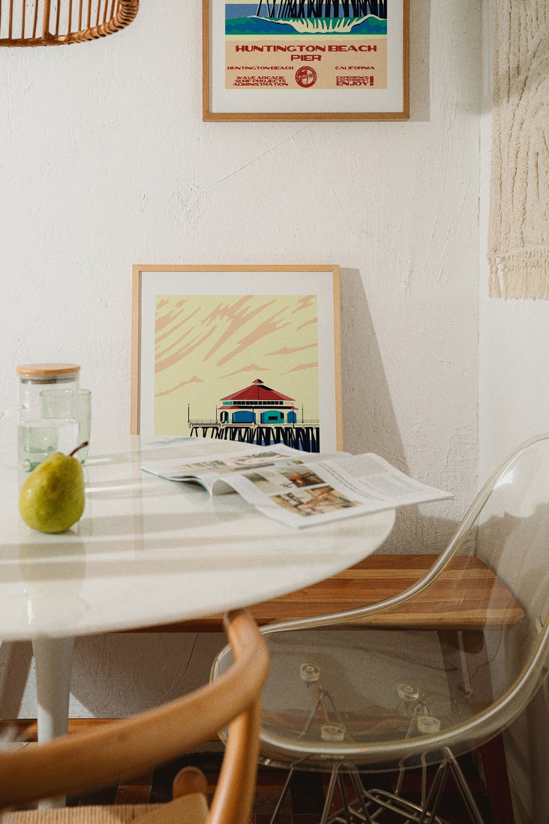 Huntington Beach Pier Surf Poster | Huntington Beach Kalifornien | Konsttryck i vintagestil med nationalparker bild 8