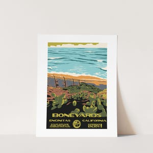 DIGITAL COPY: Boneyards (Encinitas, CA)  Surf Poster (National Parks Style)