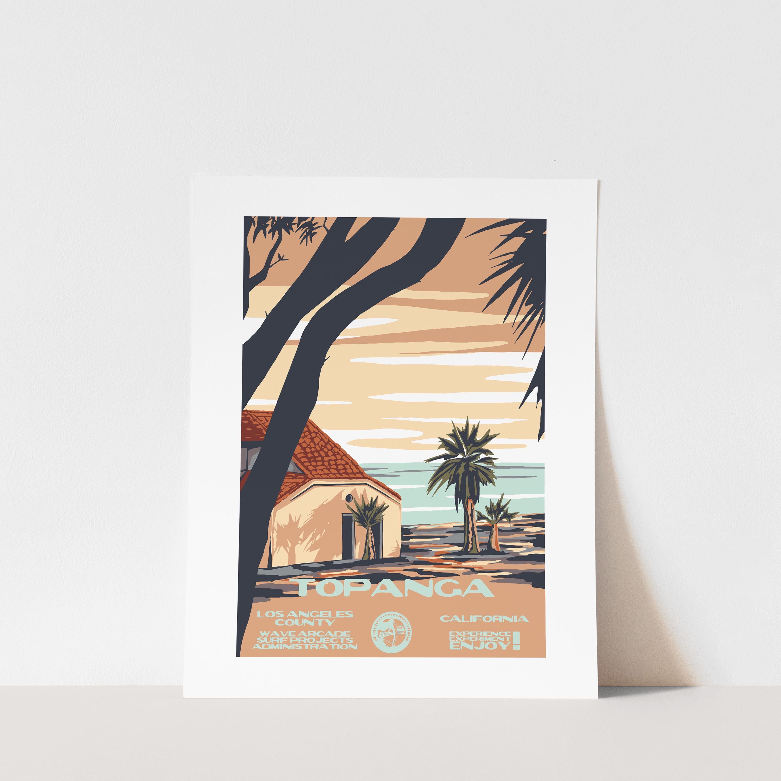 DIGITAL: Póster de surf de Topanga (condado de Los Ángeles, CA) (estilo parques nacionales)