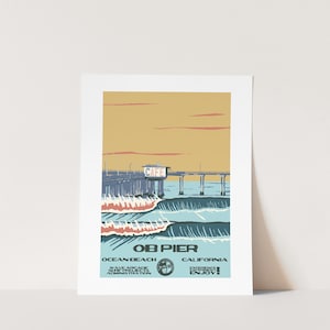 DIGITAL Copy: OB Pier (Ocean Beach, CA)  Surf Poster (National Parks Style)
