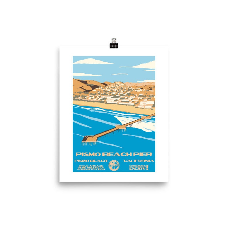 Pismo Beach Pier pismo Beach CA Surf Poster national Parks Etsy