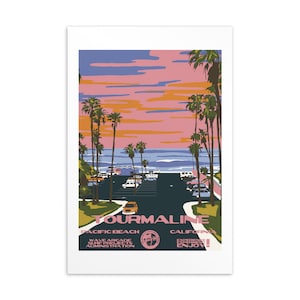 Ponto do surf de Califórnia Cartões Postais de <br> Entrega Rápida? Arte de surf estilo parques nacionais vintage | Praias locais de San Diego a Nor Cal | Cartões postais de viagens costeiras