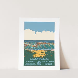 DIGITAL COPY: George&#39;s (Cardiff, CA)  Surf Poster (National Parks Style)