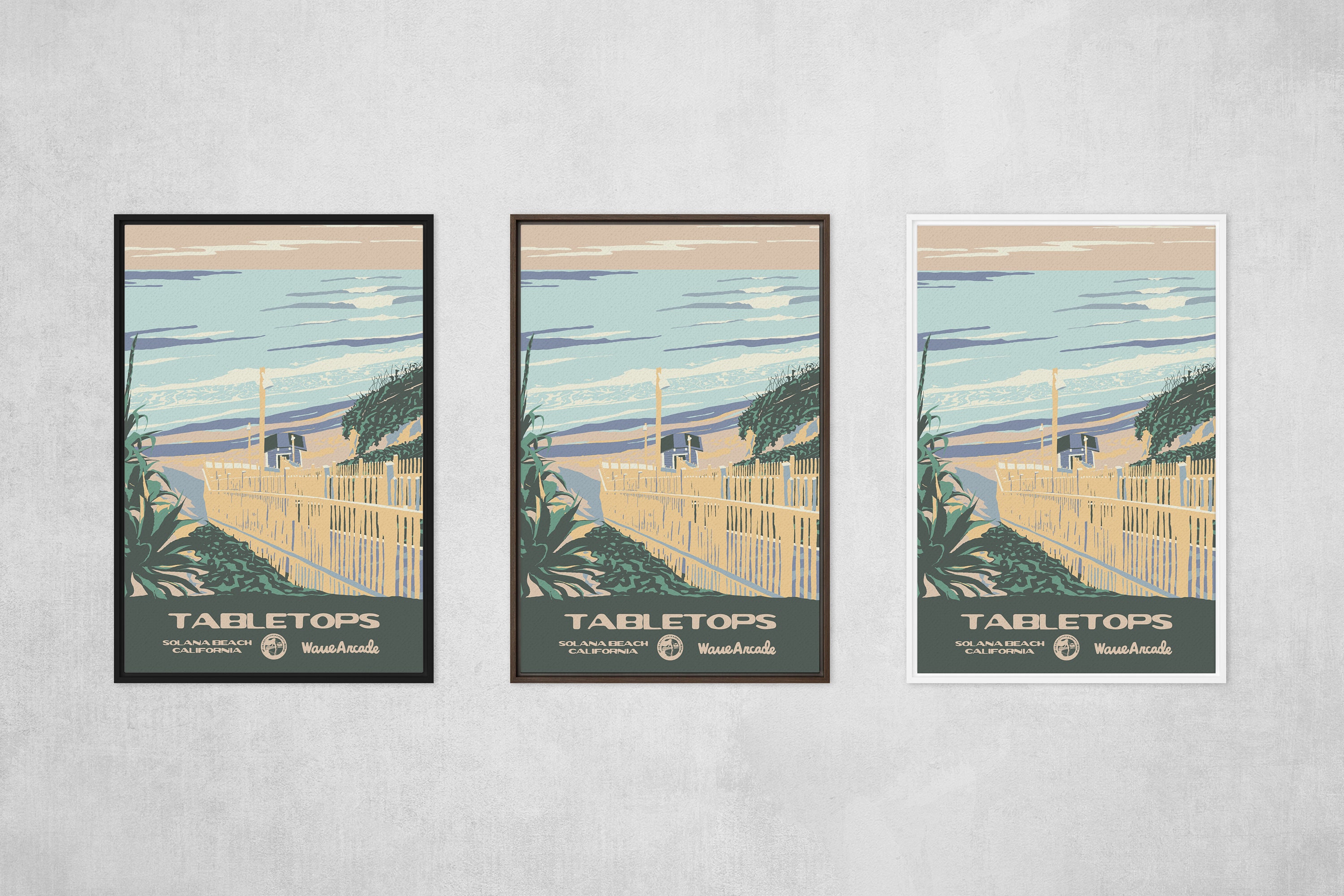 Tabletops | Solana Beach, CA Canvas Print | National Parks Vintage Style  Surf Art | Framed/unframed Coastal Print - Etsy