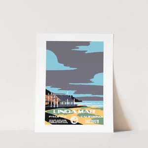 DIGITAL COPY: Linda Mar (Pacifica, CA)  Surf Poster (National Parks Style)