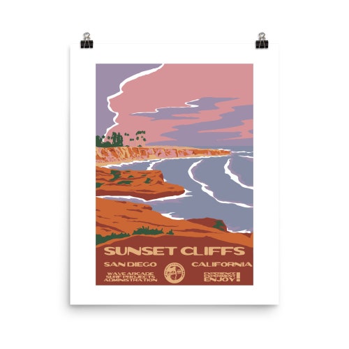 San Diego Surf Map Etsy