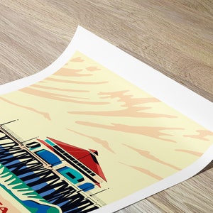 Huntington Beach Pier Surf Poster | Huntington Beach Kalifornien | Konsttryck i vintagestil med nationalparker bild 3