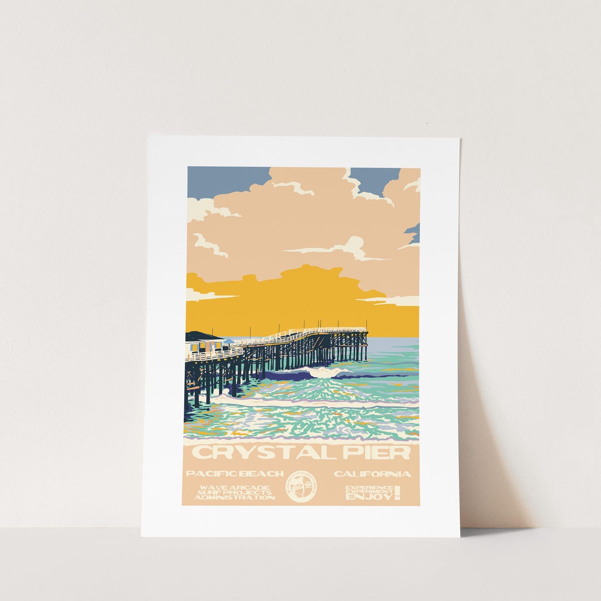 Crystal Pier pacific Beach Surf Poster