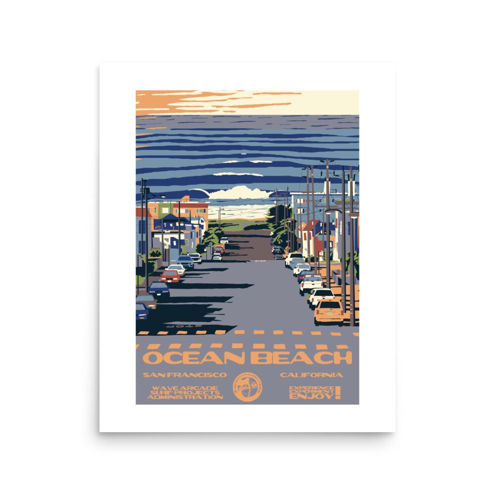 DIGITAL COPY: Ocean Beach (san Francisco, CA) Surf Poster (national Parks  Style) - Etsy, image size:1000x1000