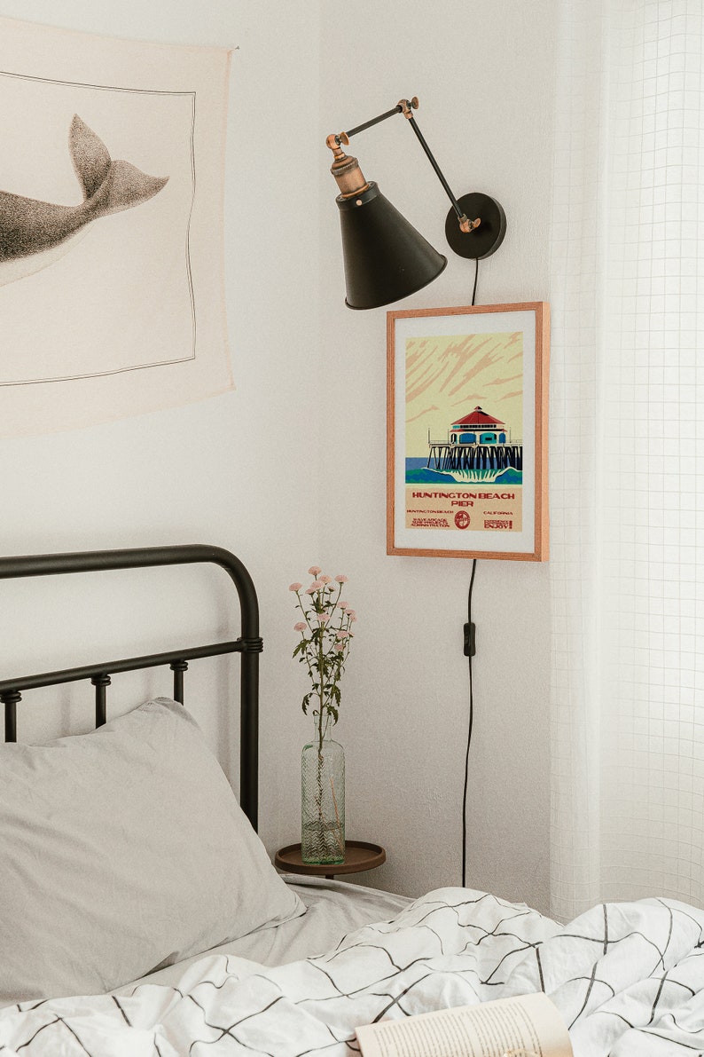 Huntington Beach Pier Surf Poster | Huntington Beach Kalifornien | Konsttryck i vintagestil med nationalparker bild 6