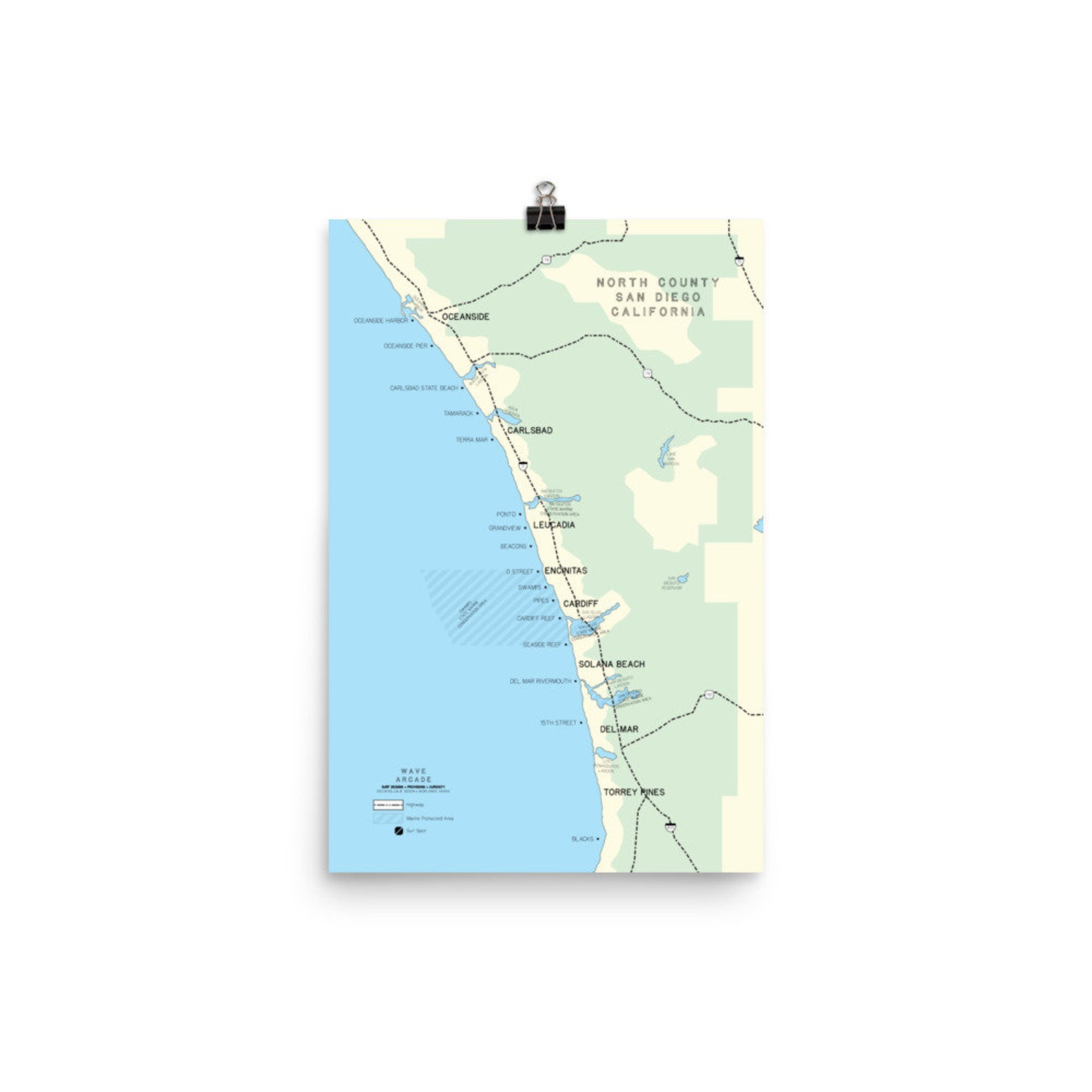 North County San Diego California Surf Spot Map Holiday Etsy