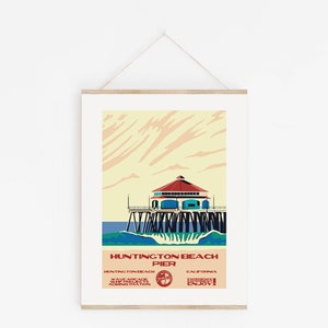 Huntington Beach Pier Surf Poster | Huntington Beach Kalifornien | Konsttryck i vintagestil med nationalparker bild 4