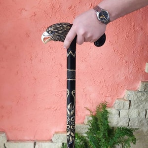 Walking stick cane Cane gift Hand carved Wooden cane for man cane eagle Walking stick handmade walking stick eagle