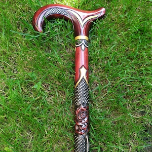 Hand Carved Rose Walking Cane for Women, Wooden Walking Stick, Carved Floral Cane, Unique Gift for Mother