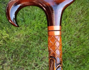 Wood walking cane Hand carved walking sticks Cane gift Luxury walking cane Walking Cane for men Walking stick Cane carved wood walking cane