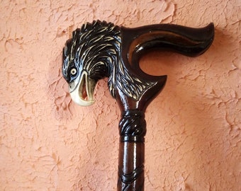 Walking stick cane Hand carved Wooden cane for man cane eagle Walking stick handmade walking stick eagle cane walking stick