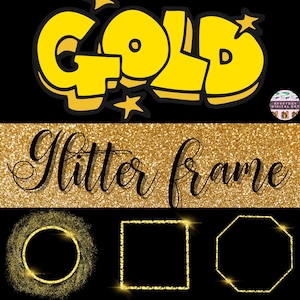 Gold Glitter Frame & Border clipart, Gold sublimation files, Gold Digital Paper png, 5000*5000 Pixel, PNG (300 DPI)